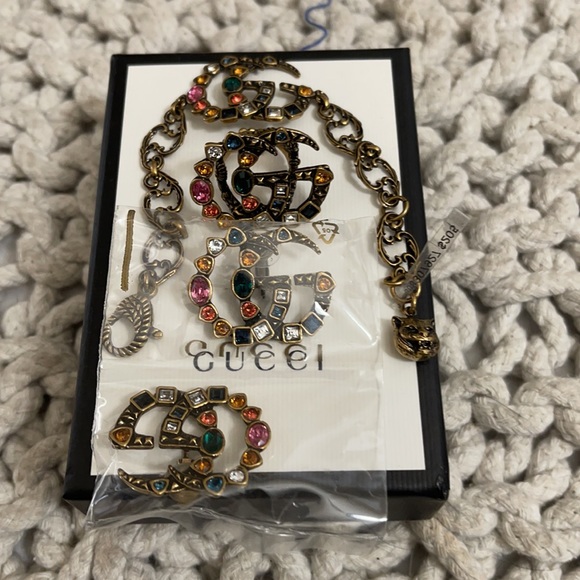 Gucci GG Multi Color Crystal Embellished Marmont Bracelet - Picture 5 of 10